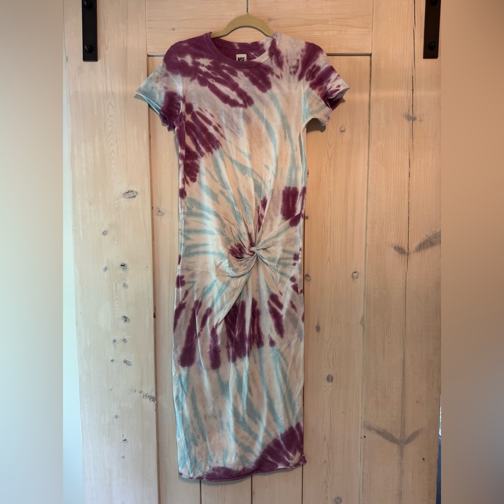 NSF Maroon and Teal Tie-Dye Midi Dress